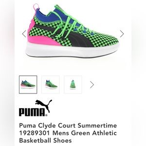 Puma Clyde Court Summertime Men’s Green Basketball Shoes. Size 13